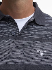 Barbour® Charcoal Grey Colburn Jacquard Striped 100% Cotton Polo Shirt - Image 6 of 7
