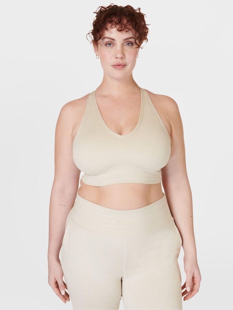 Sweaty Betty Creme Beige Marl Gaia Yoga Bra - Image 2 of 7