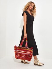 Joe Browns Orange Sari Fringed Tote Bag - Image 1 of 4