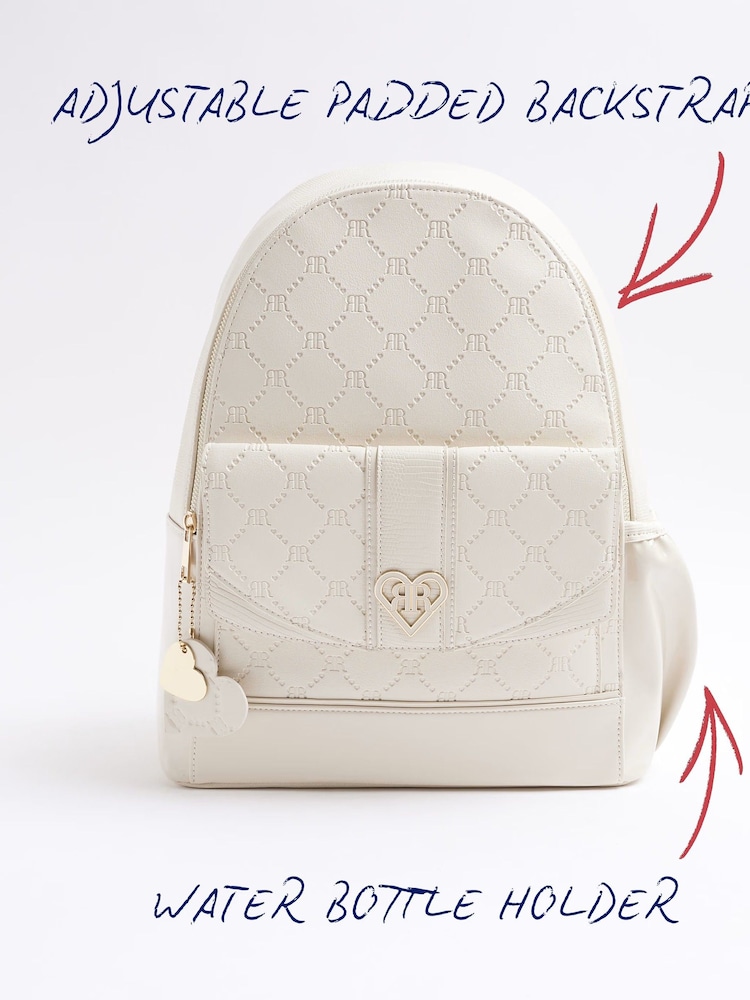 Creme - River Island Mädchen-Rucksack mit Prägung und Tasche - Bild 6 von 6 Creme - River Island Mädchen-Rucksack mit Prägung und Tasche - Bild 6 von 6