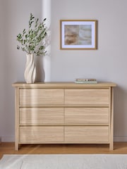 Light Natural Oti Oak Effect 6 Drawer Chest of Drawers - Image 3 of 9