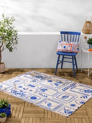 Furn Blue Frieze Abstract Outdoor/Indoor Washable Rug - Image 1 of 3