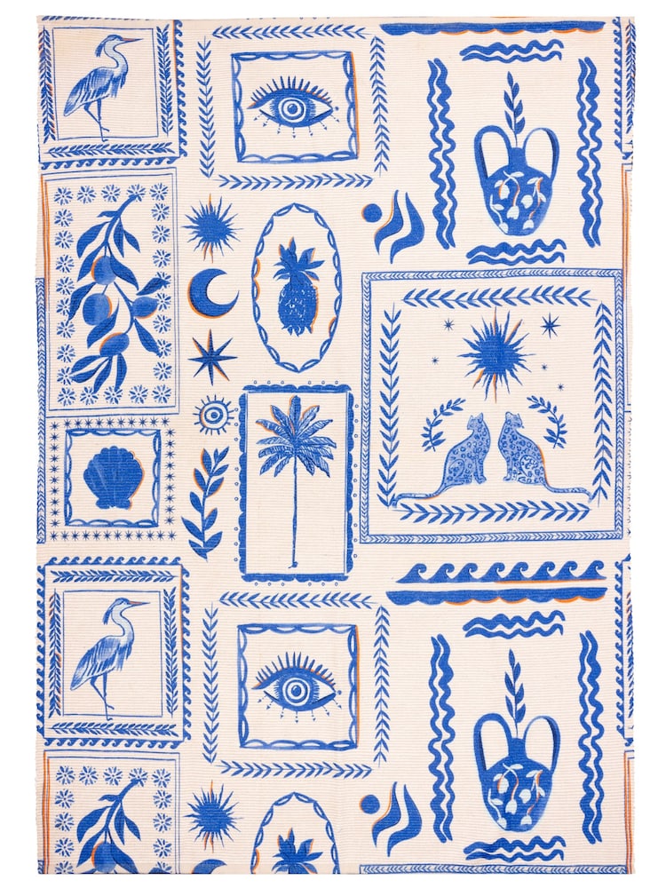 Furn Blue Frieze Abstract Outdoor/Indoor Washable Rug - Image 2 of 3