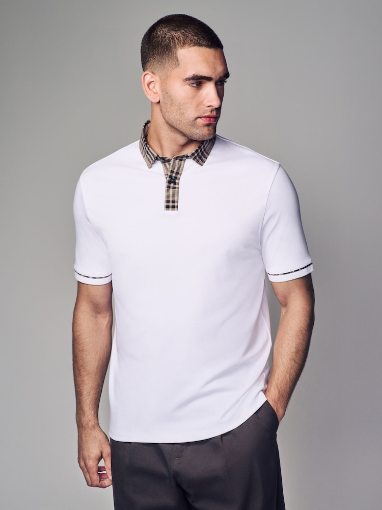 White Short Sleeve Smart Collar Polo Shirt - Image 1 of 4