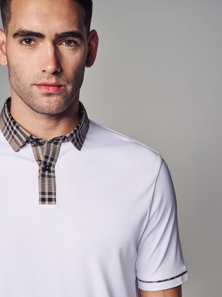 White Short Sleeve Smart Collar Polo Shirt - Image 4 of 4