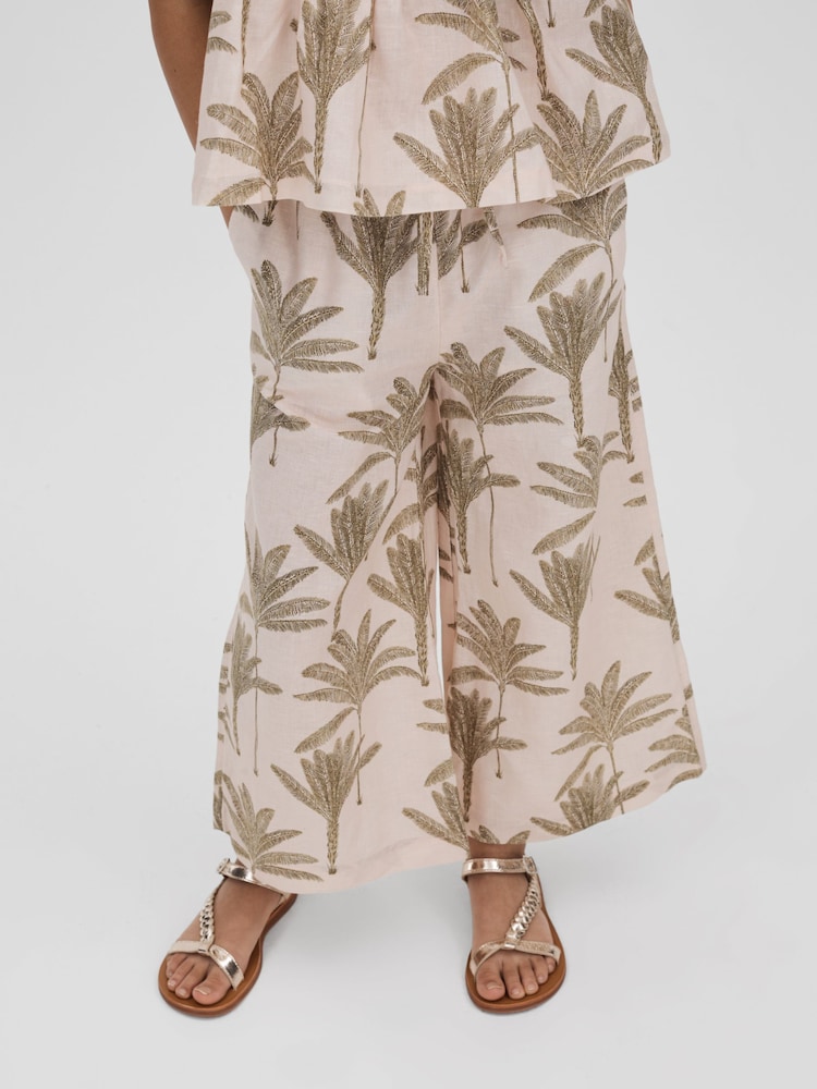 Reiss Neutral Klemee 9-13 yrs Linen-Cotton Drawstring Trousers - Image 1 of 4