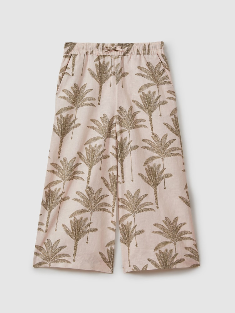 Reiss Neutral Klemee 9-13 yrs Linen-Cotton Drawstring Trousers - Image 2 of 4