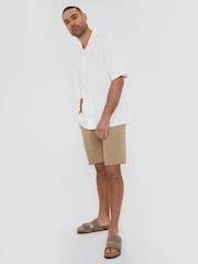 Threadbare White Blend Zig Zag Revere Collar Short Sleeve Shirt - Image 4 of 5