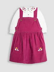 JoJo Maman Bébé Berry Pink Classic Cord Pinafore Dress & Top Set - Image 1 of 5