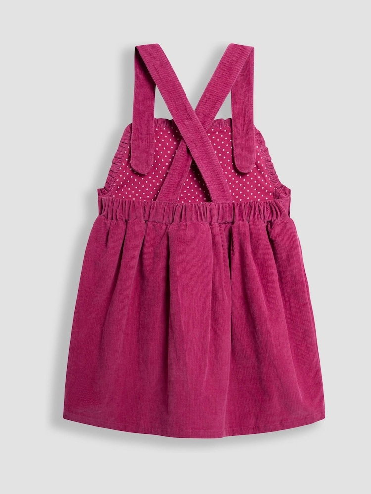 JoJo Maman Bébé Berry Pink Classic Cord Pinafore Dress & Top Set - Image 3 of 5