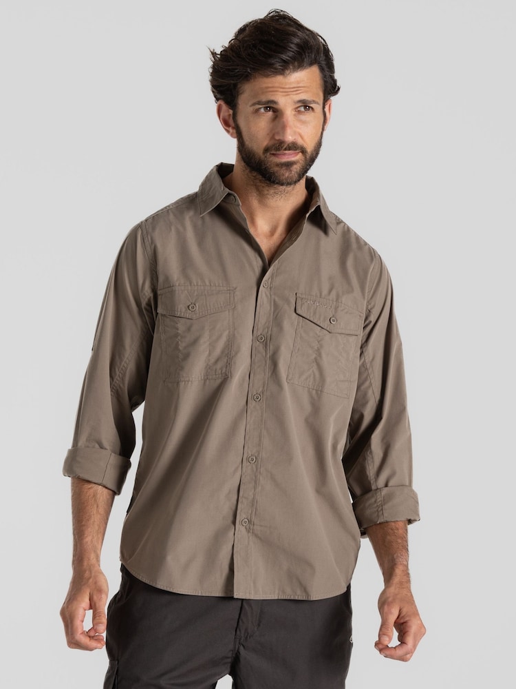 Craghoppers Kiwi Long Sleeved Brown Shirt - Image 1 of 1