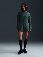 Nike Dark Green Oversized Mini Swoosh Long Sleeve 100% Cotton T-Shirt - Image 1 of 6