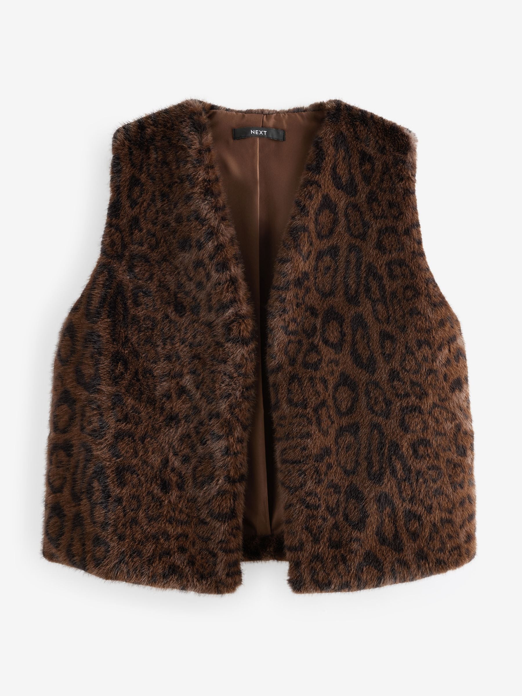 【ORDINARY JOY】Leopard Fur gilet Green Leopard Print Faux Fur Gilet | Oliver Bonas