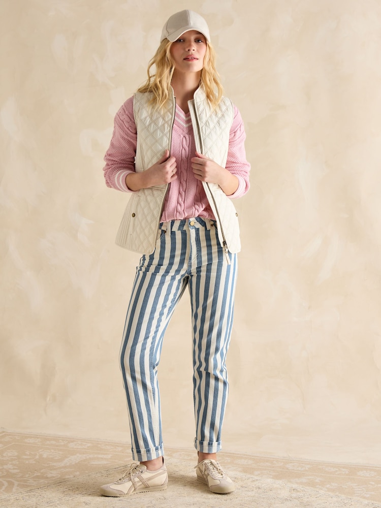 Joules Minx Cream Showerproof Diamond Quilted Gilet - Image 3 of 8