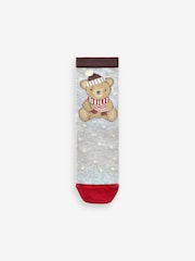 Neutral/Grey Cotton Rich Christmas Character Ankle Socks 3 Pack - Image 3 of 4