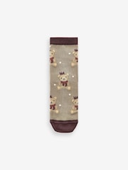 Neutral/Grey Cotton Rich Christmas Character Ankle Socks 3 Pack - Image 4 of 4