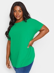Yours Curve Green Green Short Sleeve Blouse - Image 1 of 5