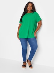 Yours Curve Green Green Short Sleeve Blouse - Image 2 of 5