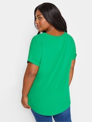 Yours Curve Green Green Short Sleeve Blouse - Image 4 of 5