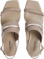 Calvin Klein Brown Leather Metal Bar Heel Sandals - Image 3 of 7