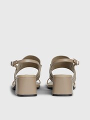 Calvin Klein Brown Leather Metal Bar Heel Sandals - Image 5 of 7