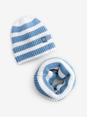 Blue Stripe Beanie Hat and Snood Set (1-13yrs) - Image 1 of 3