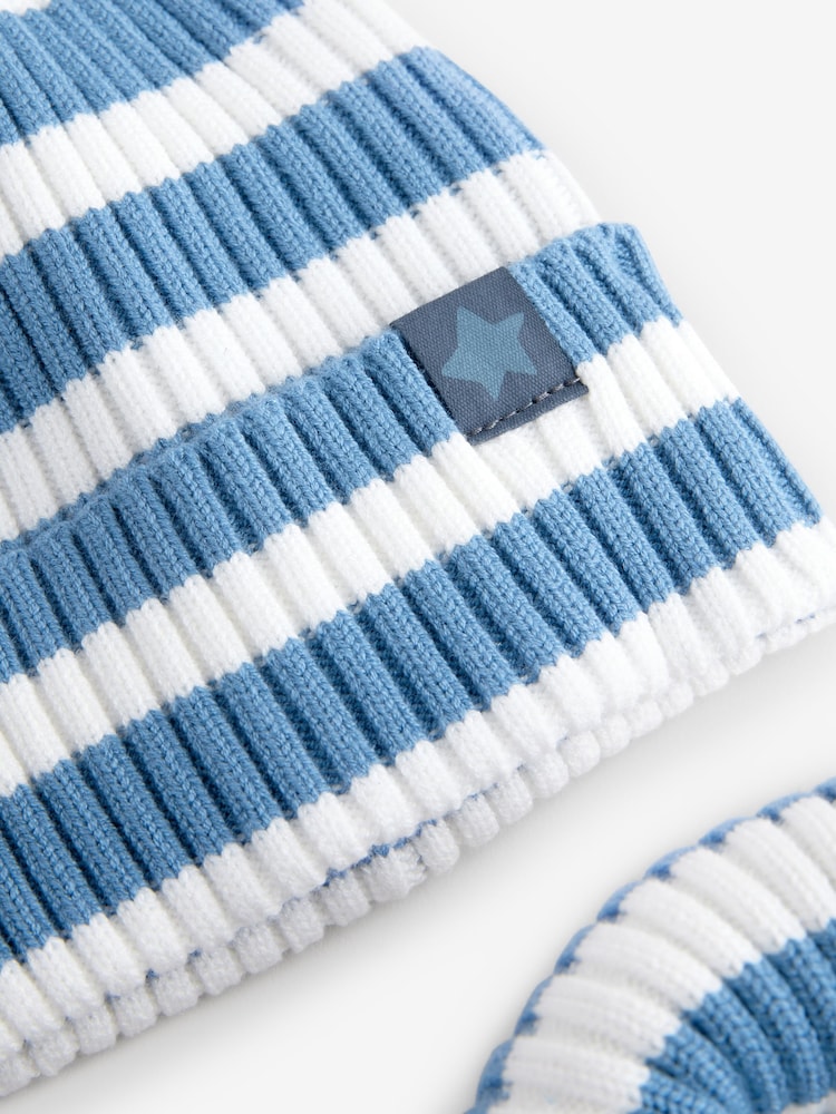Blue Stripe Beanie Hat and Snood Set (1-13yrs) - Image 2 of 3