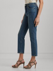 Lauren Ralph Lauren Blue High Rise Straight Leg Ankle Jeans - Image 3 of 7