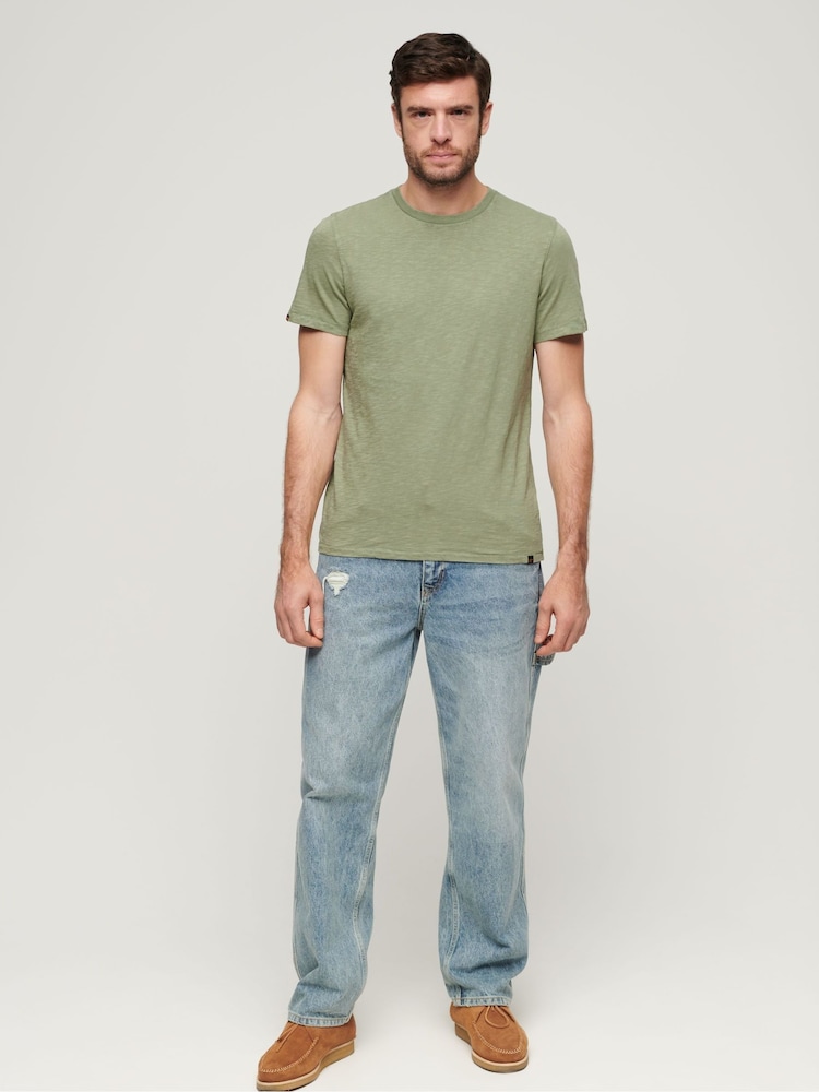 Superdry Green 100% Cotton Crew Neck Slub Short Sleeved T-Shirt - Image 2 of 6