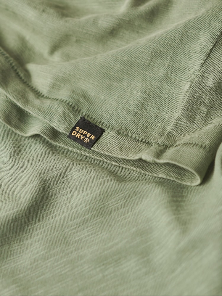 Superdry Green 100% Cotton Crew Neck Slub Short Sleeved T-Shirt - Image 6 of 6