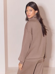 OSIA Mink Brown 1/4 Zip Modal Sweat Top - Image 4 of 5