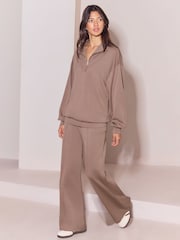 OSIA Mink Brown 1/4 Zip Modal Sweat Top - Image 5 of 5