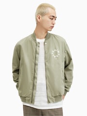 AllSaints Green Tierra Faded Bomber Jacket - Image 1 of 8