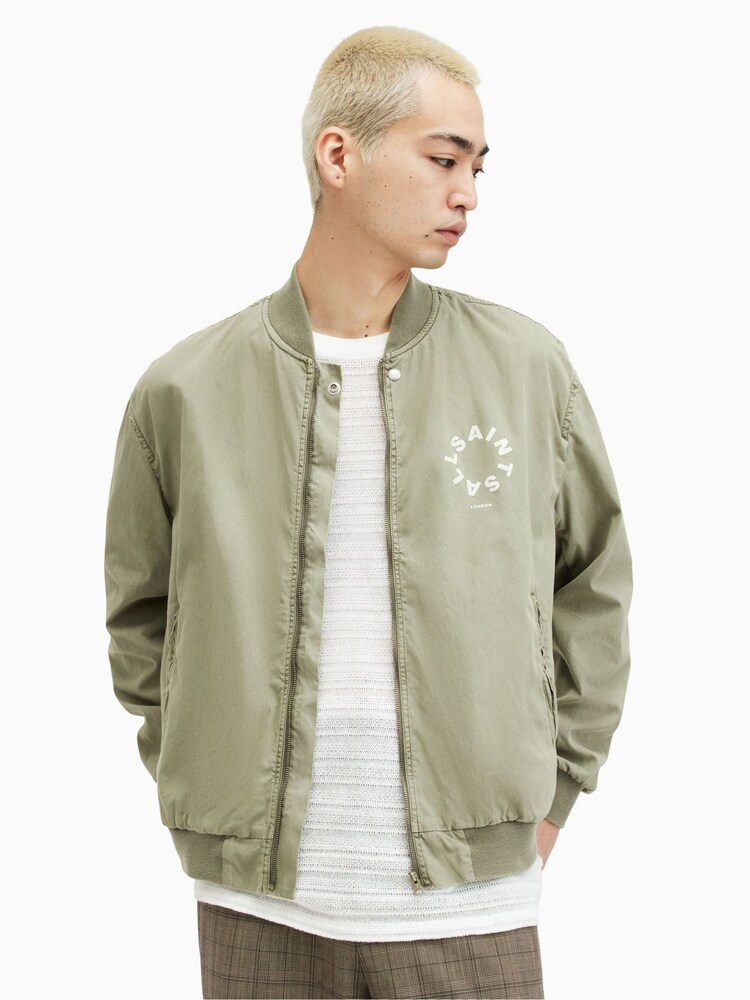 AllSaints Green Tierra Faded Bomber Jacket - Image 1 of 8