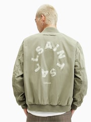 AllSaints Green Tierra Faded Bomber Jacket - Image 2 of 8