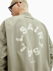 AllSaints Green Tierra Faded Bomber Jacket - Image 4 of 8