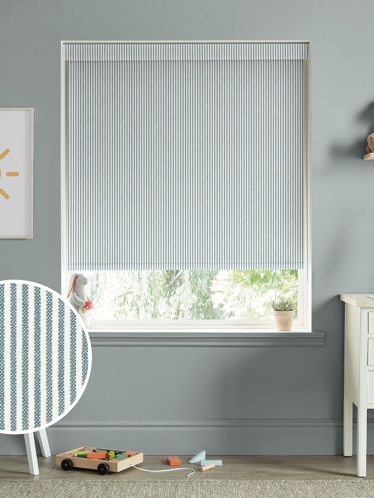 Sophie Allport Blue Stamford Stripe Made to Measure Roller Blinds - Image 1 of 6