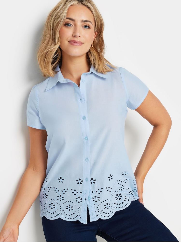 Buy M&Co Blue Button Down Collard Broderie Shirt from Next Ireland