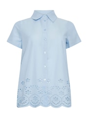 M&Co Blue Button Down Collard Broderie Shirt - Image 5 of 5