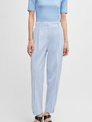 BOSS Blue Relaxed Fit Trousers in Striped Stretch-Cotton Seersucker - Image 1 of 5