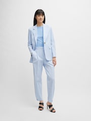 BOSS Blue Relaxed Fit Trousers in Striped Stretch-Cotton Seersucker - Image 3 of 5