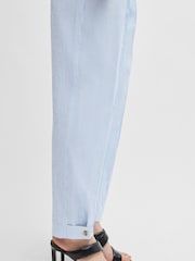 BOSS Blue Relaxed Fit Trousers in Striped Stretch-Cotton Seersucker - Image 4 of 5