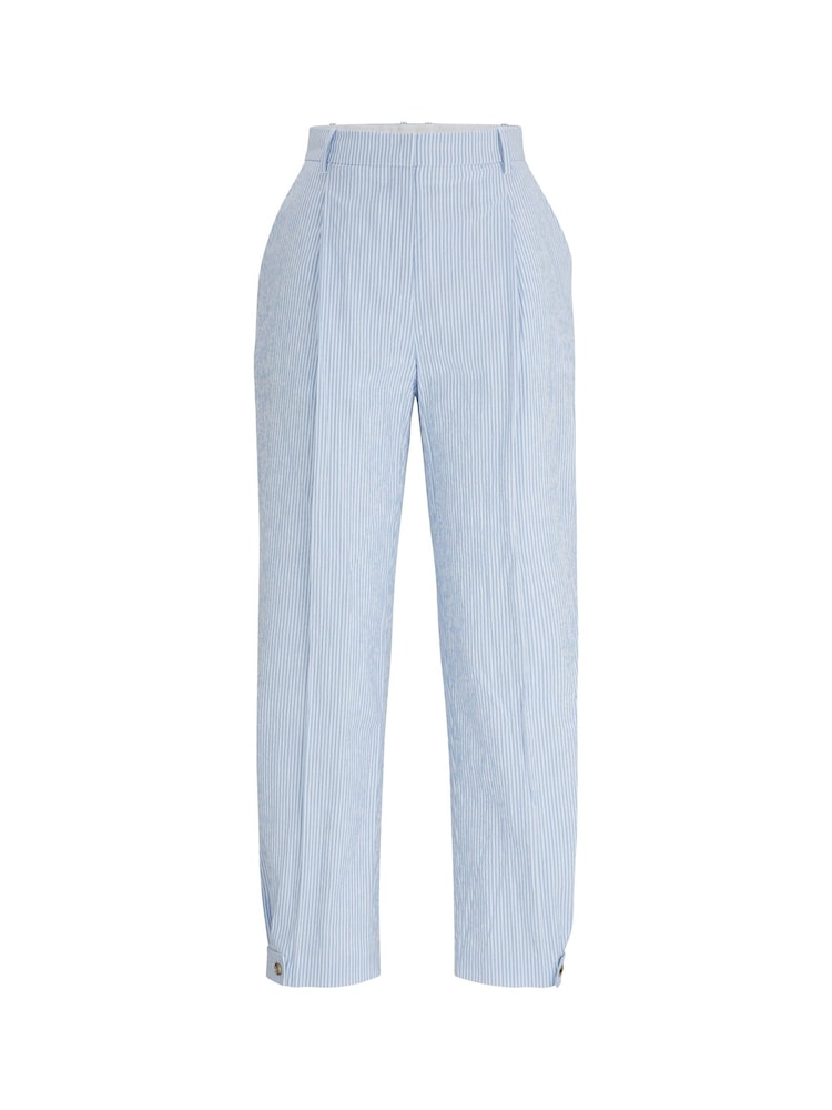 BOSS Blue Relaxed Fit Trousers in Striped Stretch-Cotton Seersucker - Image 5 of 5