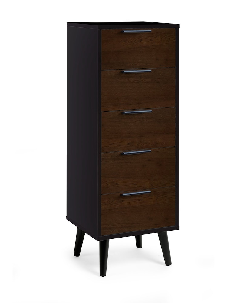 Julian Bowen Black Alba 5 Drawer Narrow Chest - Image 1 of 4