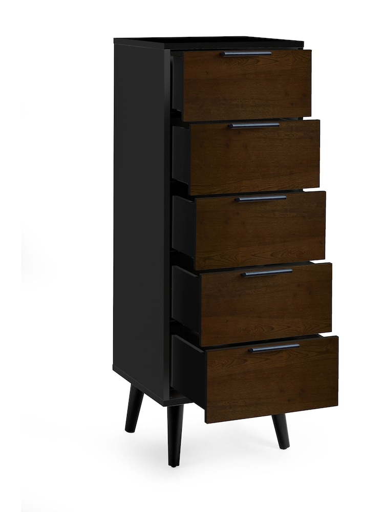 Julian Bowen Black Alba 5 Drawer Narrow Chest - Image 2 of 4