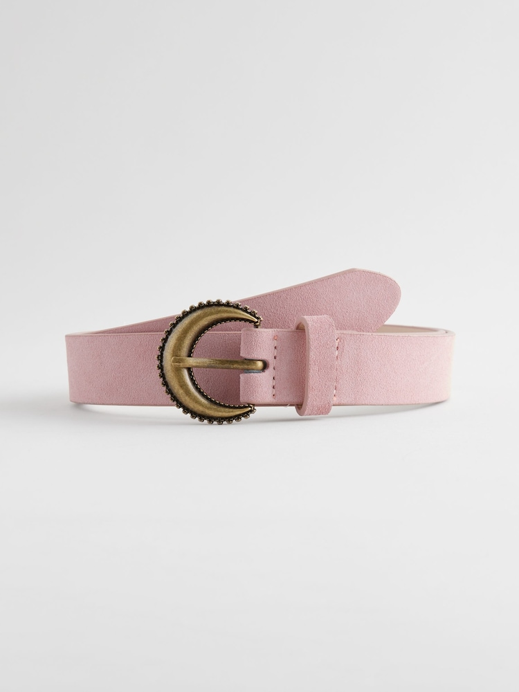 Pink Ornate Buckle Suede Belt - Image 3 of 5