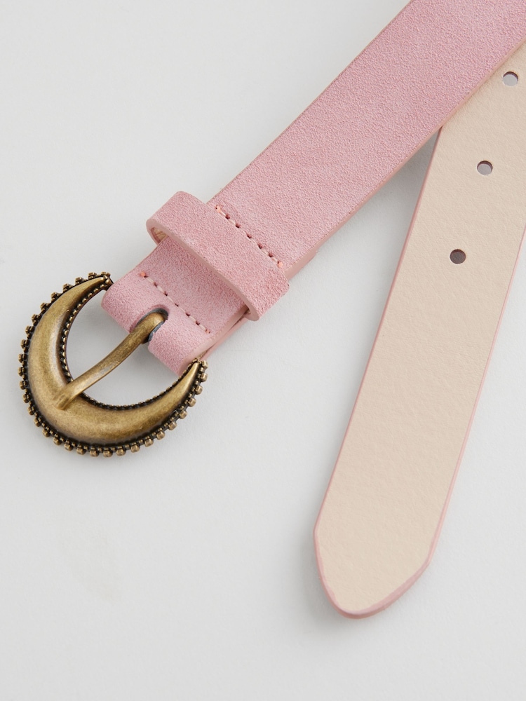 Pink Ornate Buckle Suede Belt - Image 4 of 5