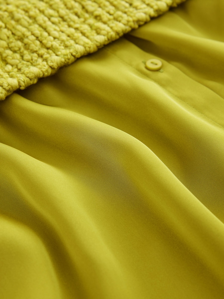 Lime Green Sleeveless Satin Shirt Layer Knitted Vest Jumper - Image 2 of 7 Lime Green Sleeveless Satin Shirt Layer Knitted Vest Jumper - Image 2 of 7