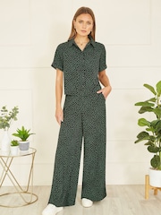 Yumi Dark Green Ditsy Print Shirt - Image 3 of 5