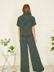 Yumi Dark Green Ditsy Print Shirt - Image 4 of 5
